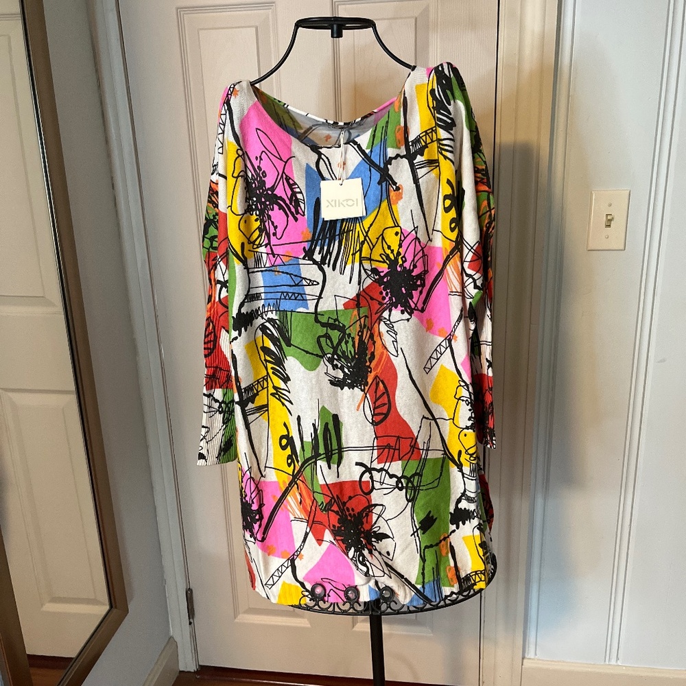 XIKOI WOOL OVERSIZED SWEATER WARM LONG PULLOVER DRESSES FASHION PRINT